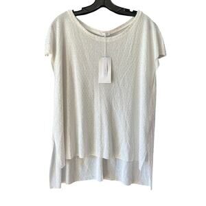 Zara Women’s White Top with Silver Dashes NWT